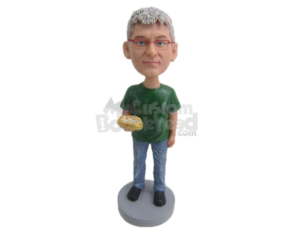 Custom Bobblehead Man In Cool Casual With Pizza In Hand - Leisure & Casual Casual Males Personalized Bobblehead & Cake Topper Custom Bobblehead Man In Cool Casual With Pizza In Hand - Leisure & Casual Casual Males Personalized Bobblehead & Cake Topper